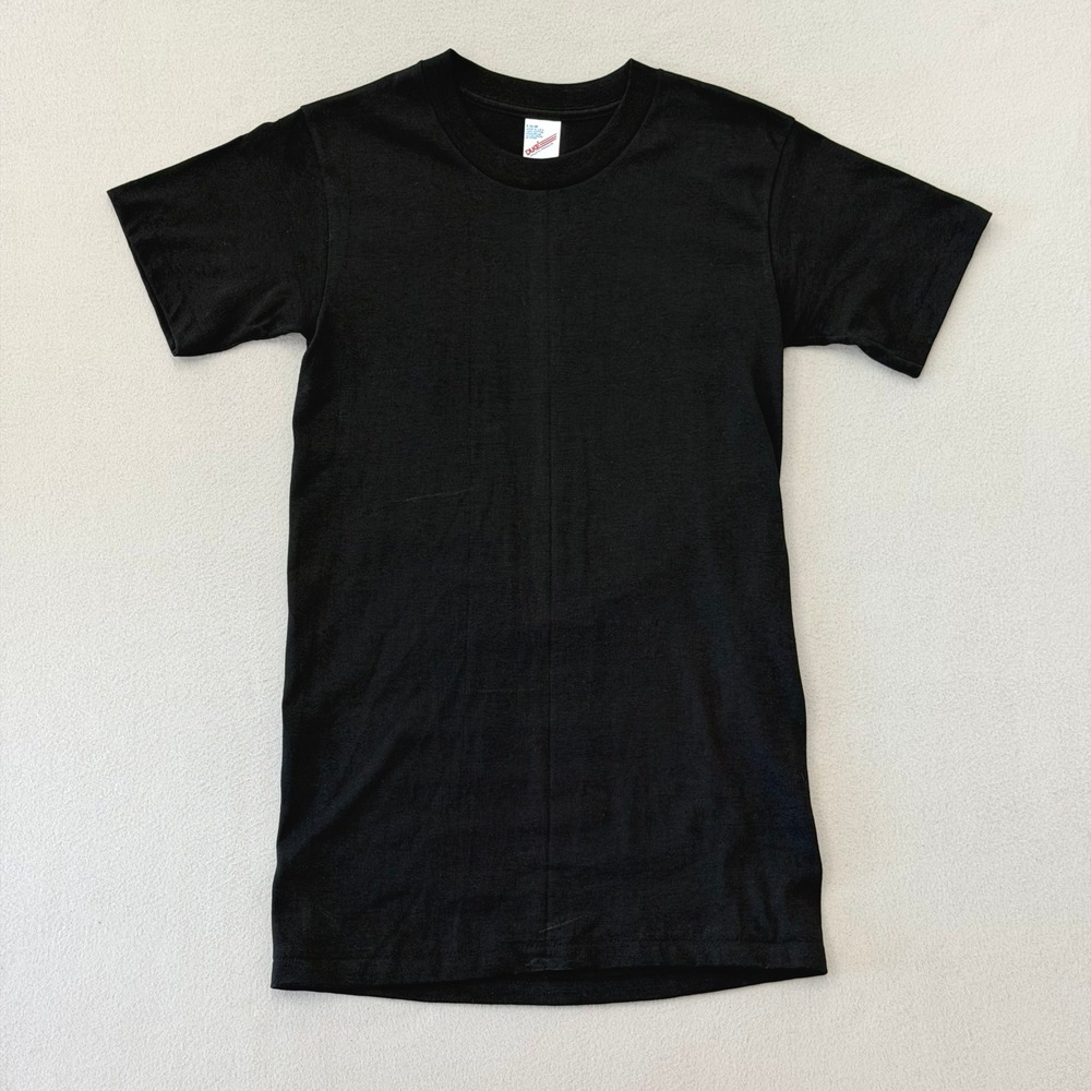 Vintage DUKE Athletic T-Shirt Mens Small Black Blank Single Stitch Tee 80s USA